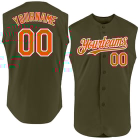 Salute Orange-White Custom To Olive Authentic Service Jersey Baseball Sleeveless