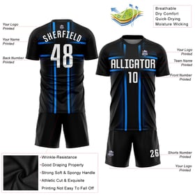 White-Light Black Uniform Jersey Blue Sublimation Custom Soccer