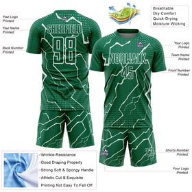 Kelly Jersey Custom Soccer Sublimation Lightning White Uniform Green