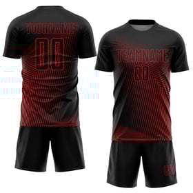 Uniforme de fútbol personalizado, sublimación, camiseta roja y negra