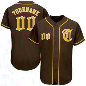 Maglia da baseball marrone personalizzata autentica oro-bianca