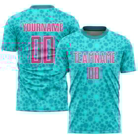 Custom Sublimation Jersey Soccer Aqua Uniform Pink-White