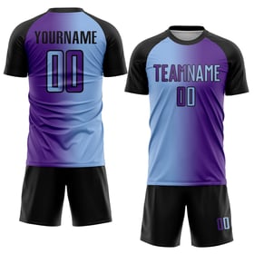 Licht Fußball Benutzerdefinierte Blau-Schwarz Sublimation Jersey Uniform Gradienten Mode Lila