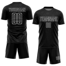 Black Soccer Geometric Jersey Sublimation Shapes Uniform Custom White