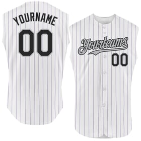 Purple White Baseball Jersey Pinstripe Sleeveless Authentic Black-Gray Custom