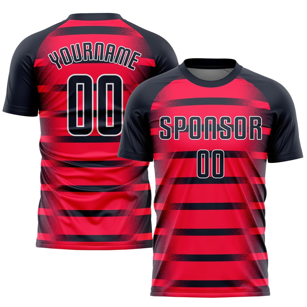Jersey Custom Sublimation Red Soccer Uniform Navy-White