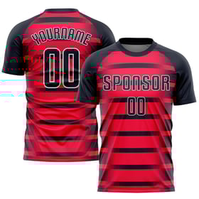 Jersey Custom Sublimation Red Soccer Uniform Navy-White