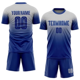 Fashion Custom Jersey Uniform Royal Fade Gray Soccer Sublimation