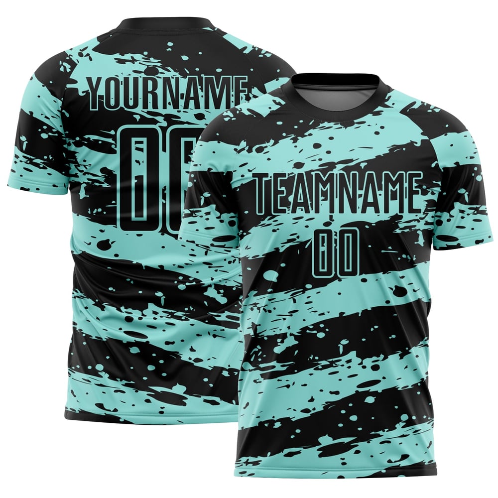 Splash Sublimation Soccer Black Uniform Ice Custom Blue Jersey