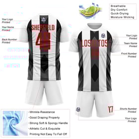 Line Jersey Red-Black Soccer Custom Sublimation Uniform White