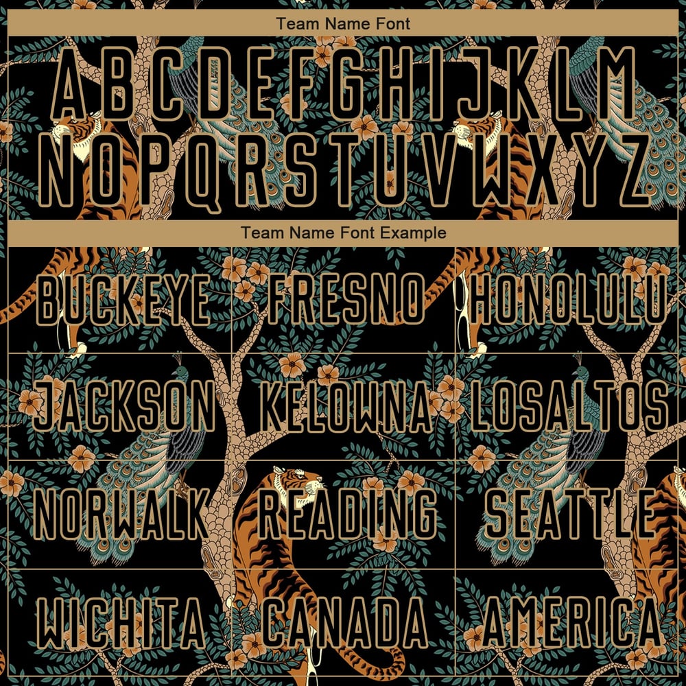 Old Sublimation Custom Tiger And Jersey Peacock Uniform Black Gold Soccer