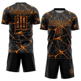 Fotbollsanpassad Bay Black Uniform Jersey Sublimering Orange