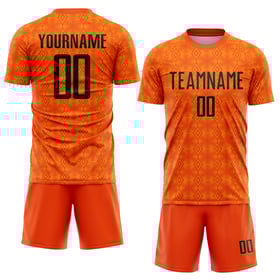 Maillot de football personnalisé à sublimation avec formes géométriques orange Black-Bay