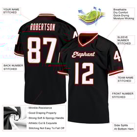 Authentic Black Throwback White-Red Football Jersey Mesh Custom
