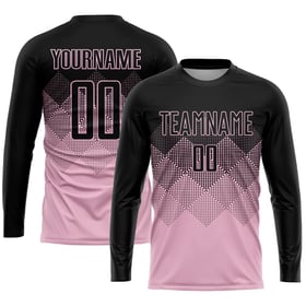 Custom Light Pink Uniform Black Jersey Sublimation Soccer