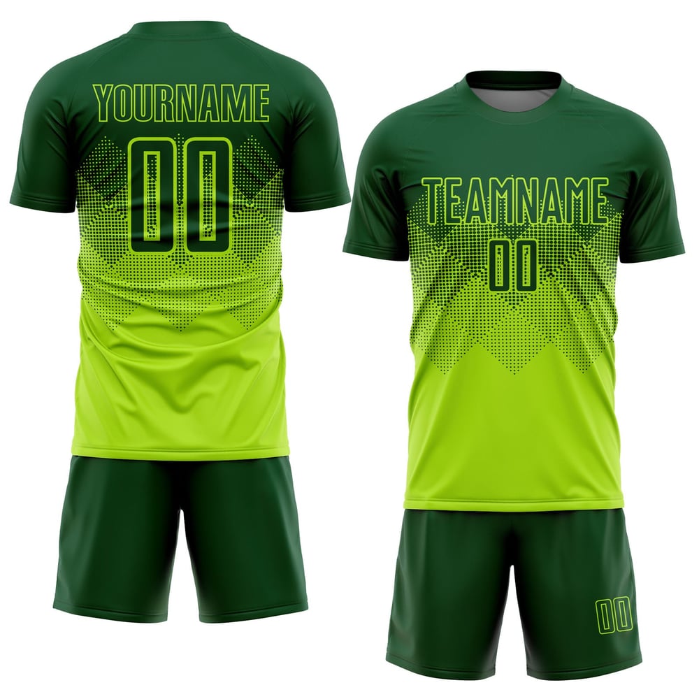 Sublimeringströja Grön Uniform Grön Fotboll Neon Anpassad