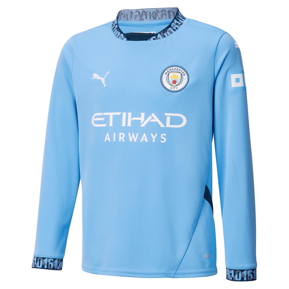 Kinder Manchester City 2024/25 Heim Trikot mit langen Ärmeln