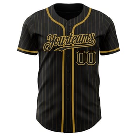 Maglia da baseball a righe dorate, nera antica, autentica, personalizzata, oro antico