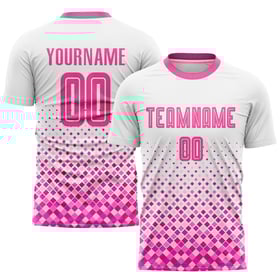 Pink Custom Jersey Soccer Uniform Sublimation White