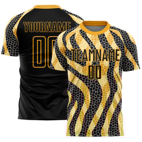 Soccer Uniform Jersey Gold Animal Print Black Custom Sublimation