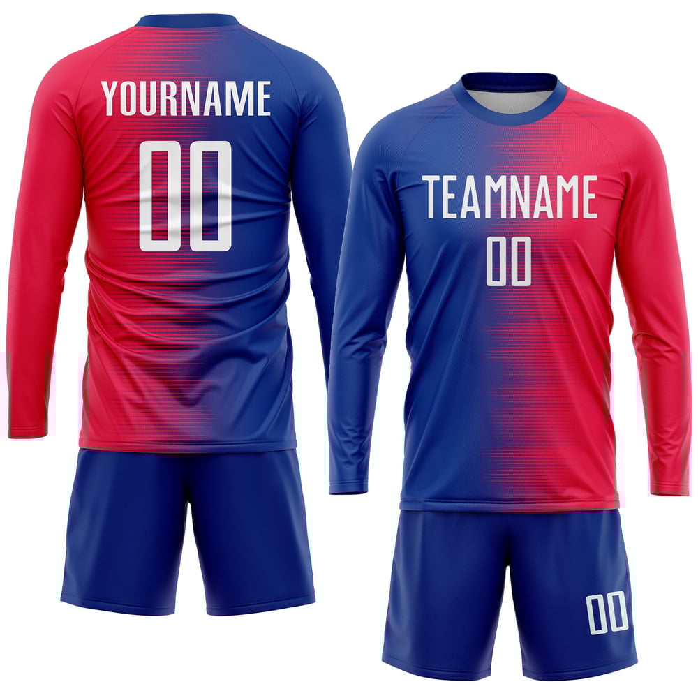 Red Sublimation Custom Uniform Jersey Soccer White-Royal