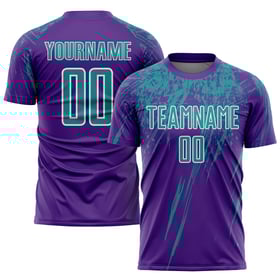 Sublimering Fotbollströja Blå-Vit Uniform Lila Anpassad