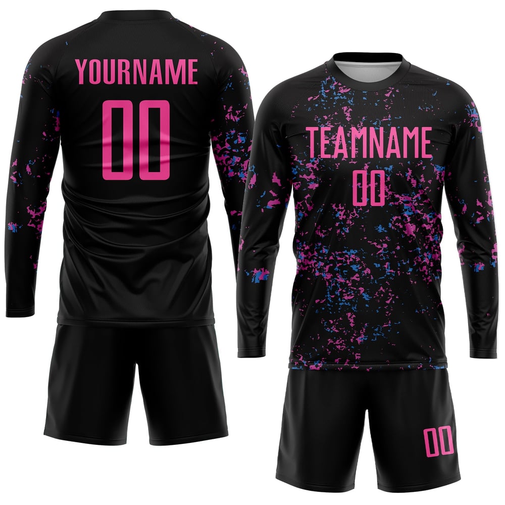 Custom Pink-Light Sublimation Black Jersey Blue Uniform Soccer
