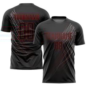 Uniform Custom Black Jersey Soccer Black-Red Sublimation