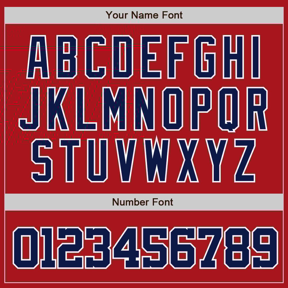 Camiseta de béisbol auténtica roja personalizada azul marino y blanca