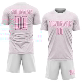 Maglia da calcio personalizzata con stampa geometrica, stampata a sublimazione, uniforme sportiva rosa, forma bianca