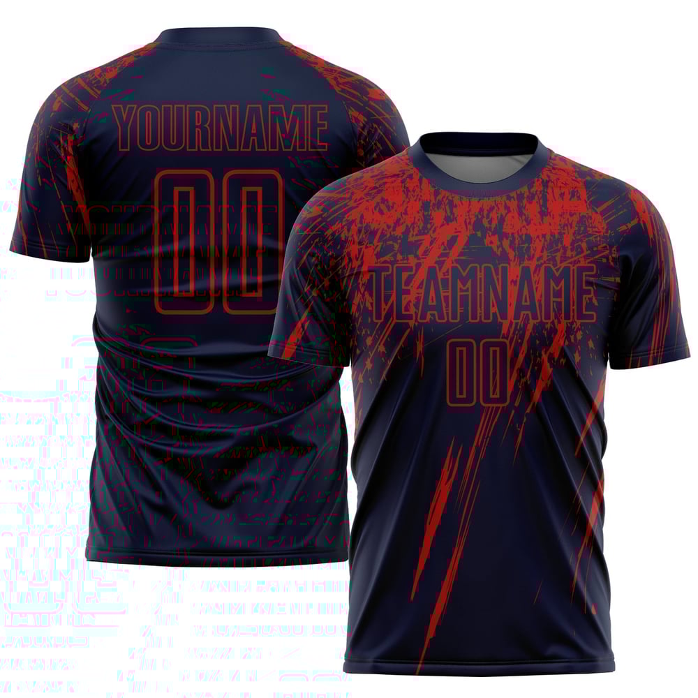 Maillot de football personnalisé à sublimation rouge marine