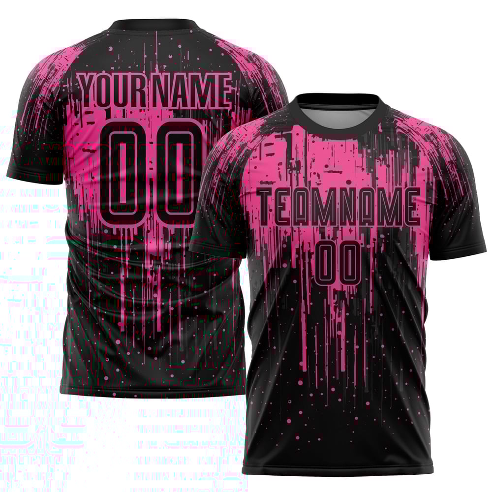 Pink Black Sublimation Custom Soccer Uniform Jersey