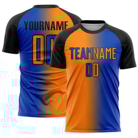 Gradient Blau Jersey Fußball Sublimation Thunder Bay Uniform Mode Custom Orange-Schwarz