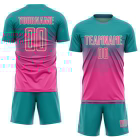 Maglia da calcio personalizzata con stampa a sublimazione color crema-verde acqua
