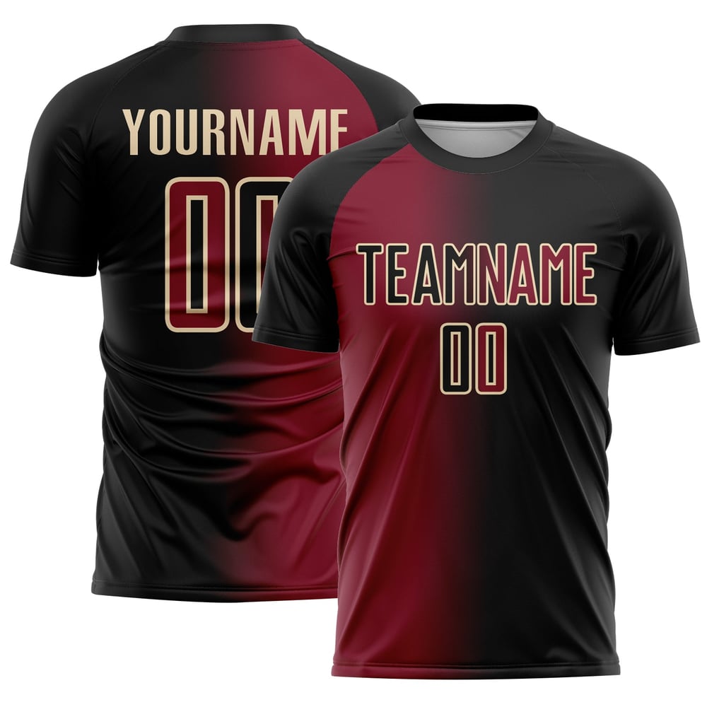 Fußball Crimson-Creme Uniform Schwarz Sublimation Custom Jersey Mode Gradienten