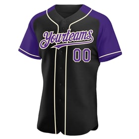 Custom Baseball Raglan Jersey Sleeves Authentic Purple-Cream Black