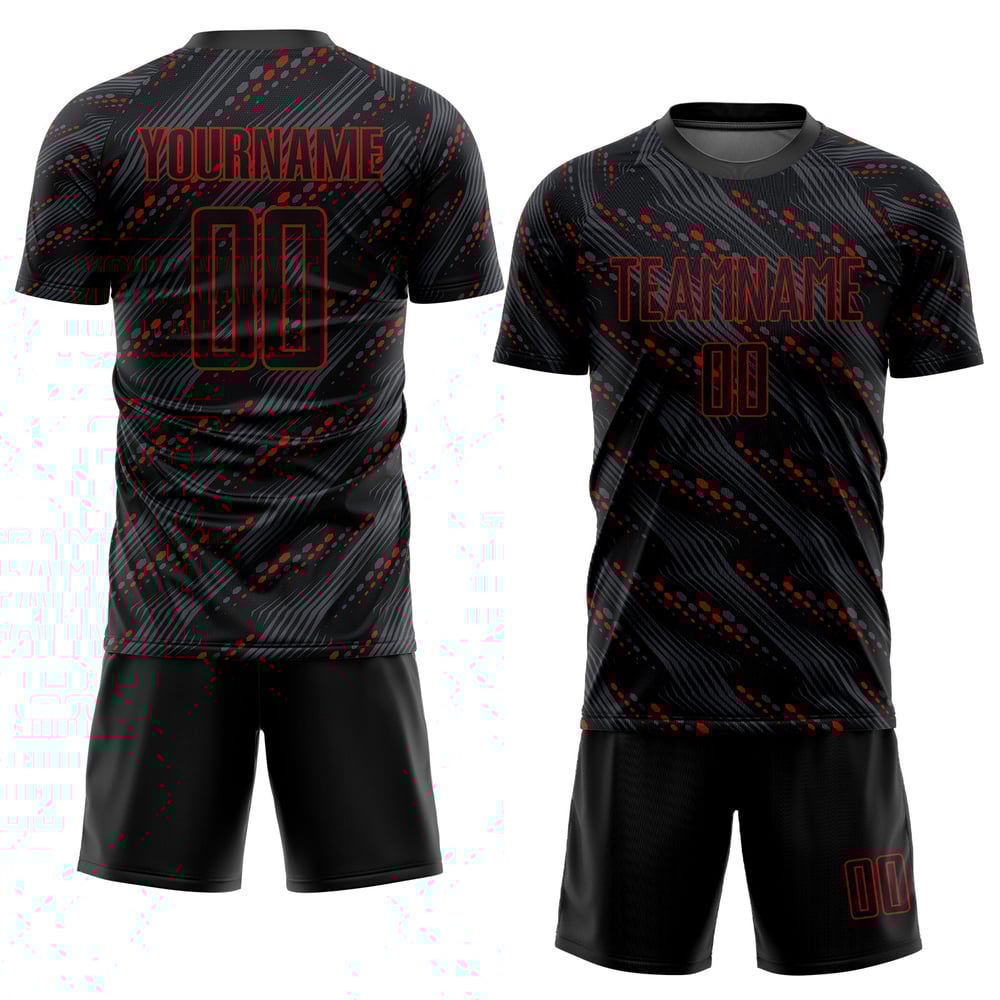 Uniform Jersey Soccer Sublimation Black Custom Red