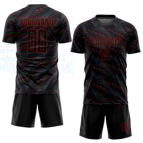 Uniform Jersey Soccer Sublimation Black Custom Red