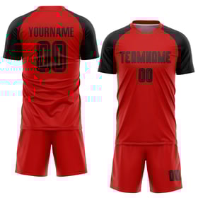 Maillot de football personnalisé rouge et noir par sublimation