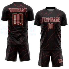 Maglia da calcio personalizzata con stampa sublimatica Black Lightning, colore cremisi-crema