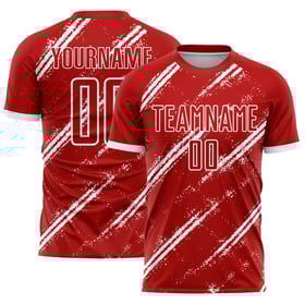Maillot de football personnalisé à sublimation rouge et blanc