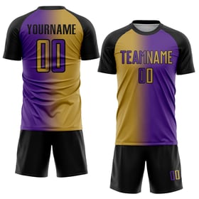 Uniform Fußball Jersey Alten Farbverlauf Benutzerdefinierte Lila Mode Gold-Schwarz Sublimation