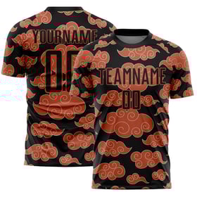 Orange Black Custom Uniform Soccer Pattern Sublimation Cloud Jersey
