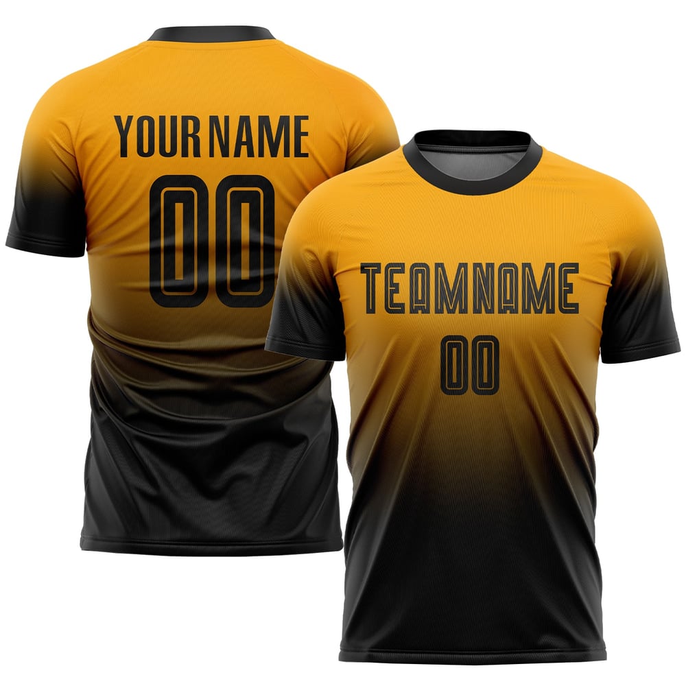 Uniform Fade Soccer Gold Black Custom Sublimation Jersey Fashion