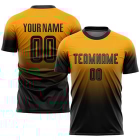 Uniform Fade Soccer Gold Black Custom Sublimation Jersey Fashion