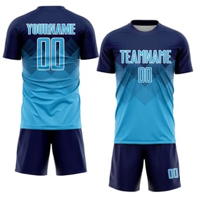 Uniforme de la Marina Sky Soccer, camiseta personalizada de sublimación azul-blanca