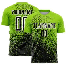Uniform Black-White Abstract Soccer Neon Green Jersey Sublimation Fragment Art Custom