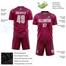 White Crimson Away Jersey Uniform Soccer Custom Sublimation
