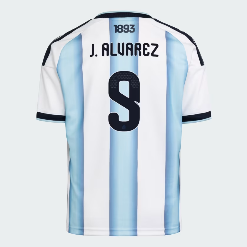 Kid's Argentina 2026 Home Authentic World Cup Shirt J. LVAREZ #9