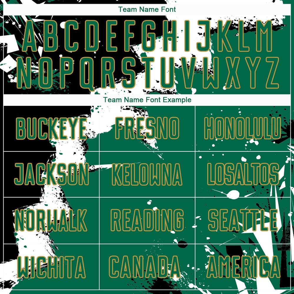 Kelly Uniform Sublimation Soccer Jersey Green-Old Black Spalsh Custom Gold